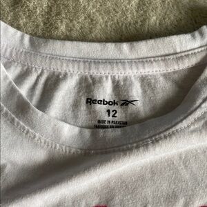 Reebok White and Pink Logo T-Shirt